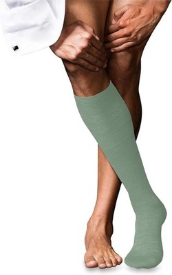Falke Sage Green No 6 Wool & Silk Knee Length Socks Size 8.5-9.5 EU 43-44 £55