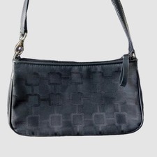 Nine West Black Geometric Shoulder Bag Zip Closure Inner Pockets 10" x 5.5" Smal