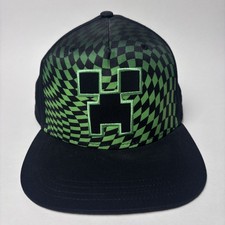 Minecraft Creeper Youth Snapback Hat Green Bl...