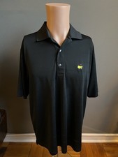 Masters Tech Blue Performance Golf Polo Shirt Masters Logo Medium Black