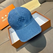 LV Men's Denim Blue Embossed Baseball Cap M