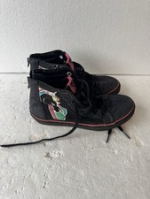 Vans Off The Wall Kids High Top Sneakers US 3 Black Pink Zip Back