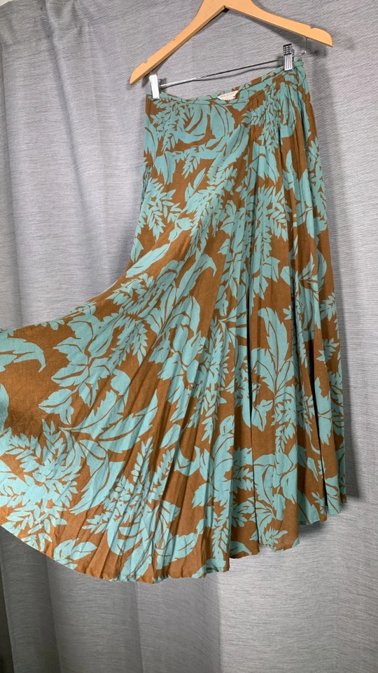 Falda Dries Van Noten Talla UK10 Marrón Azul Estampado Floral Boho Hippie De Colección Foto 2 de 4