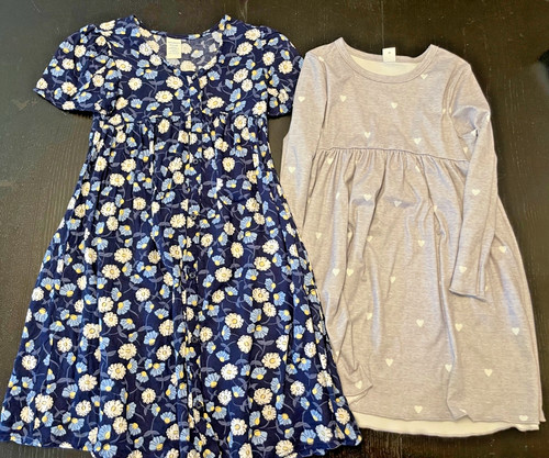 Very Nice Lot of Girls Dresses Size 6 / 6X , Grey + Flowers