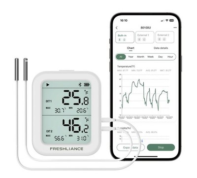 Freshliance Bluetooth Temperature Humidity Data Logger with Probes