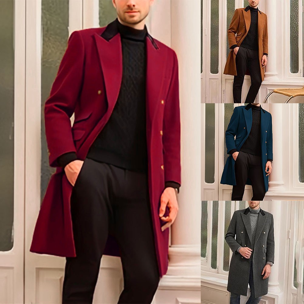 FILA Cappotto uomo invernale con collo a rovescio due file giacca lunga per freddo