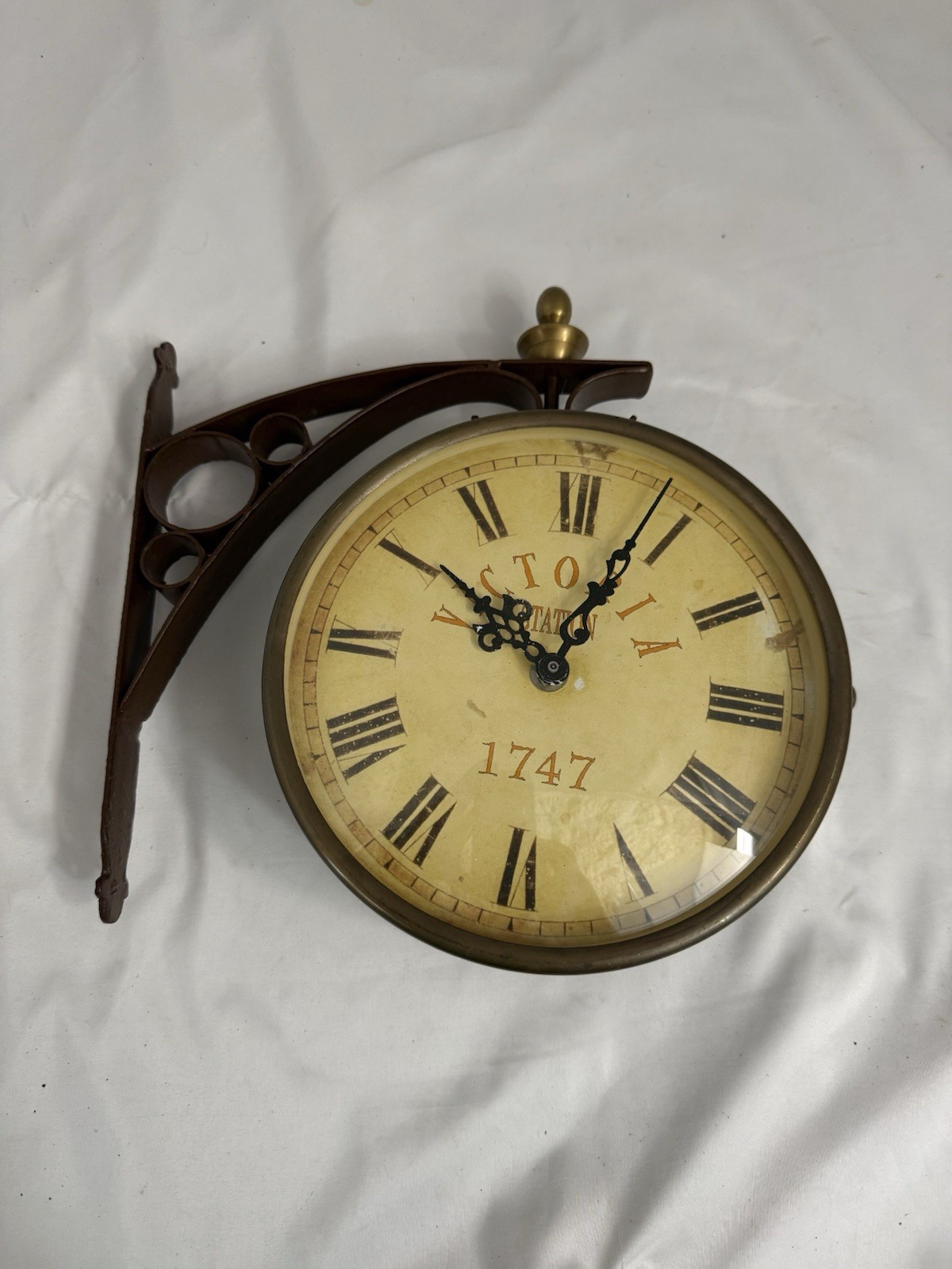 Antique Victoria Station 8'' Double Sided Railway Station Wall Clock - Free Ship