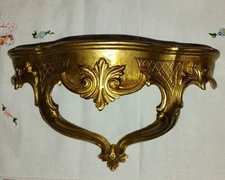 Vtg Gold Ornate Syroco Wall Shelf. Hollywood Regency
