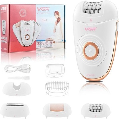 VGR 739 Epilator for Women 3 in 1 Cordless Hair Removal Device USB New In Box