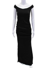 Nicole Miller Collection Womens Round Neck Zip Darted Formal Gown Black Size 6