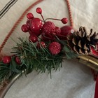Vintage Brass Christmas French Horn with Pinecones and Ribbon Decor  — photo 8