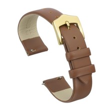 16mm Light Brown Genuine Leather Watch Bands with Gold Buckle for Women