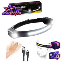 Stirnlampe LED Wiederaufladbar 1200 Lumen 230° COB 5 Lichtmodi IPX4 Joggen