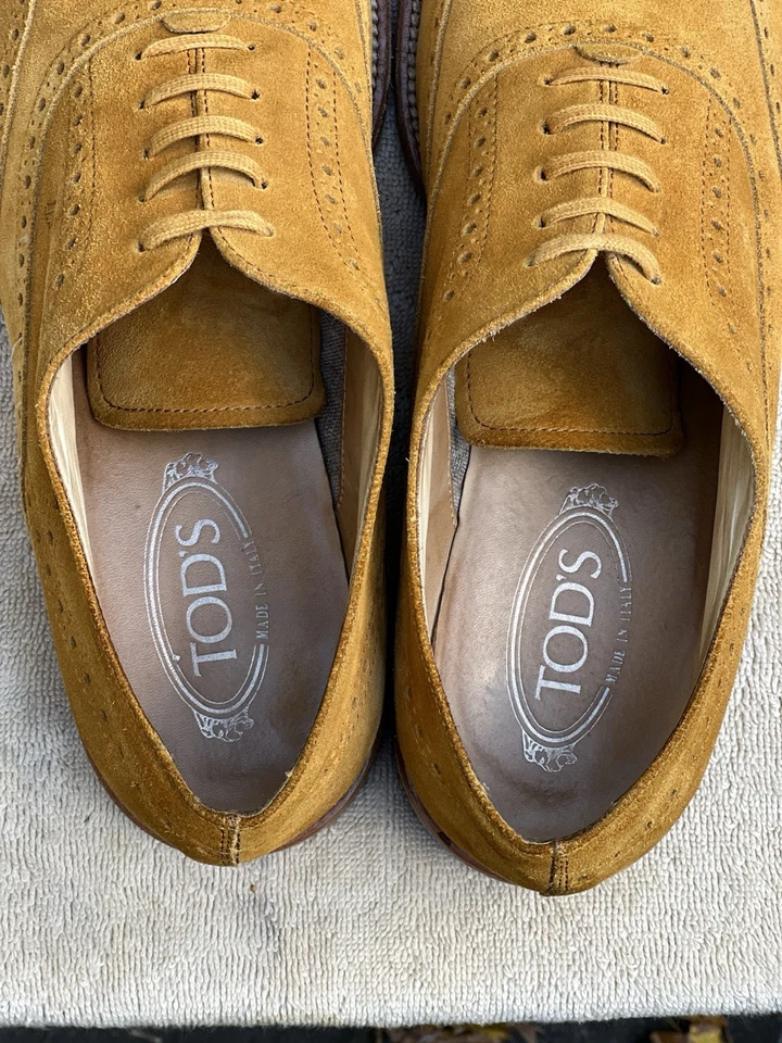 Oxford Tod’s Hombre Cuero Gamuza Tostado Talla 10D Hecho en Italia Foto 4 de 4