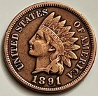 1891 Indian Head Cent Sharp Details Stunning Reverse Penny JC1939