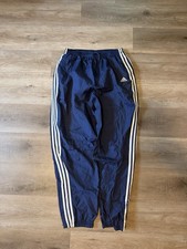 Vintage Adidas Men's Track Pants Y2K Size XL Navy/White Nylon Striped Pants