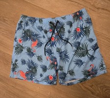 Men Swim Trunks, Blue Flamingo SZ 2XL