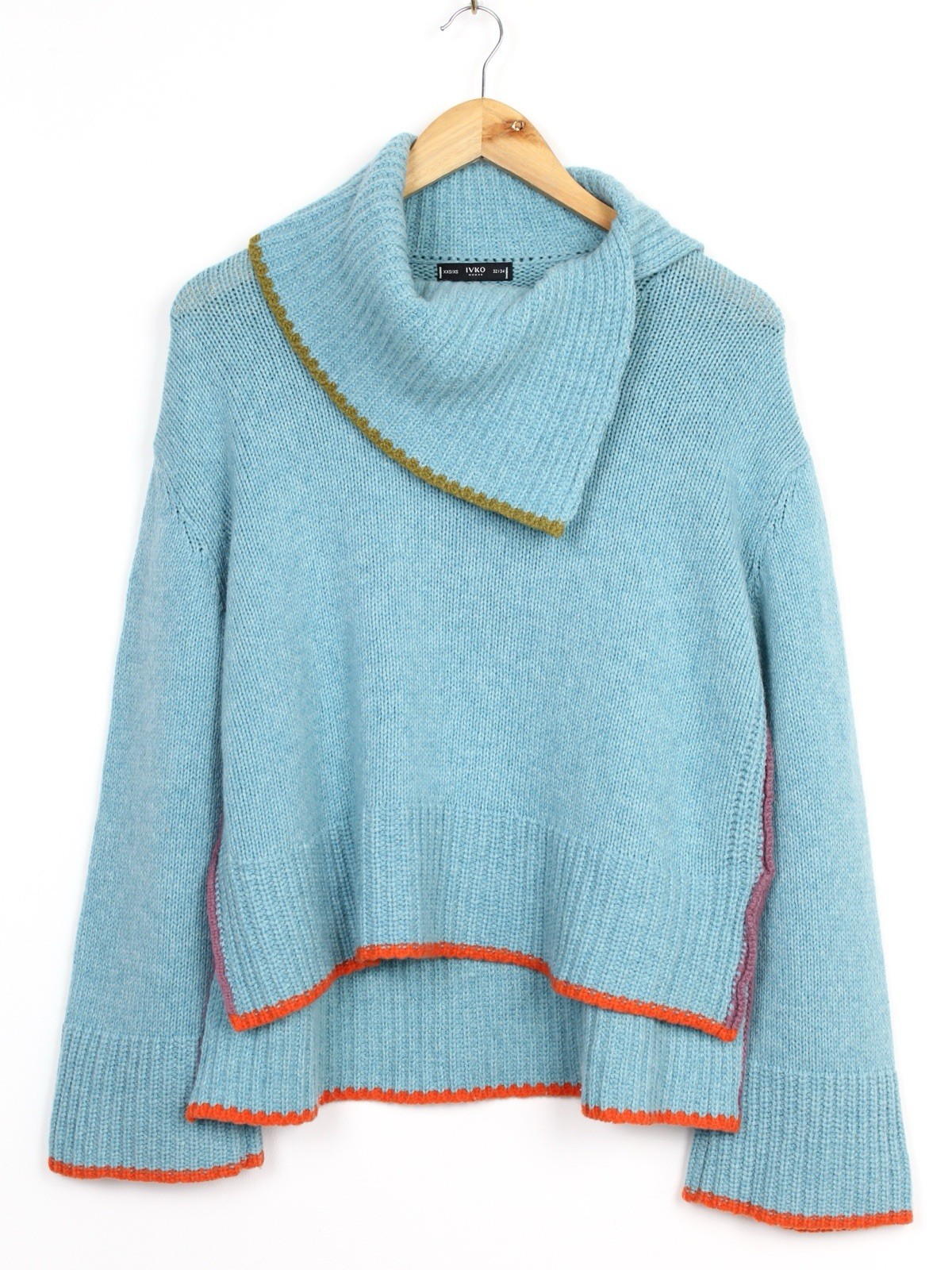 Ivko Sky Blue Solid Roll Neck Pullover Sweater, S… - image 4