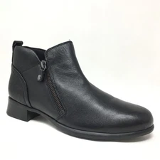 Munro Neko Ankle Boots Booties Shoes Womens Size 8 Black Leather Double Side Zip