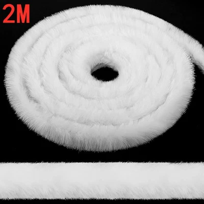 JUNHAO-SHOP 2M Faux Rabbit Fur White Strips Ribbon Edge Trims DIY Clothing Cuff Trims 6cm