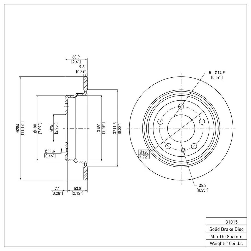 4 Front Rear OE Brake Rotors Fits BMW 535i 3.5L BMW 535is 3.5L BMW 633CSi 3.2L - Image 4 of 4