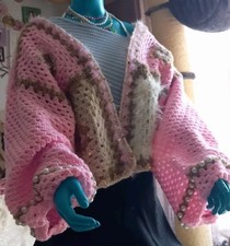 Strickjacke  Boho  Oversitze Hippi Impressionen Schaby Chic Perlen Unikat 