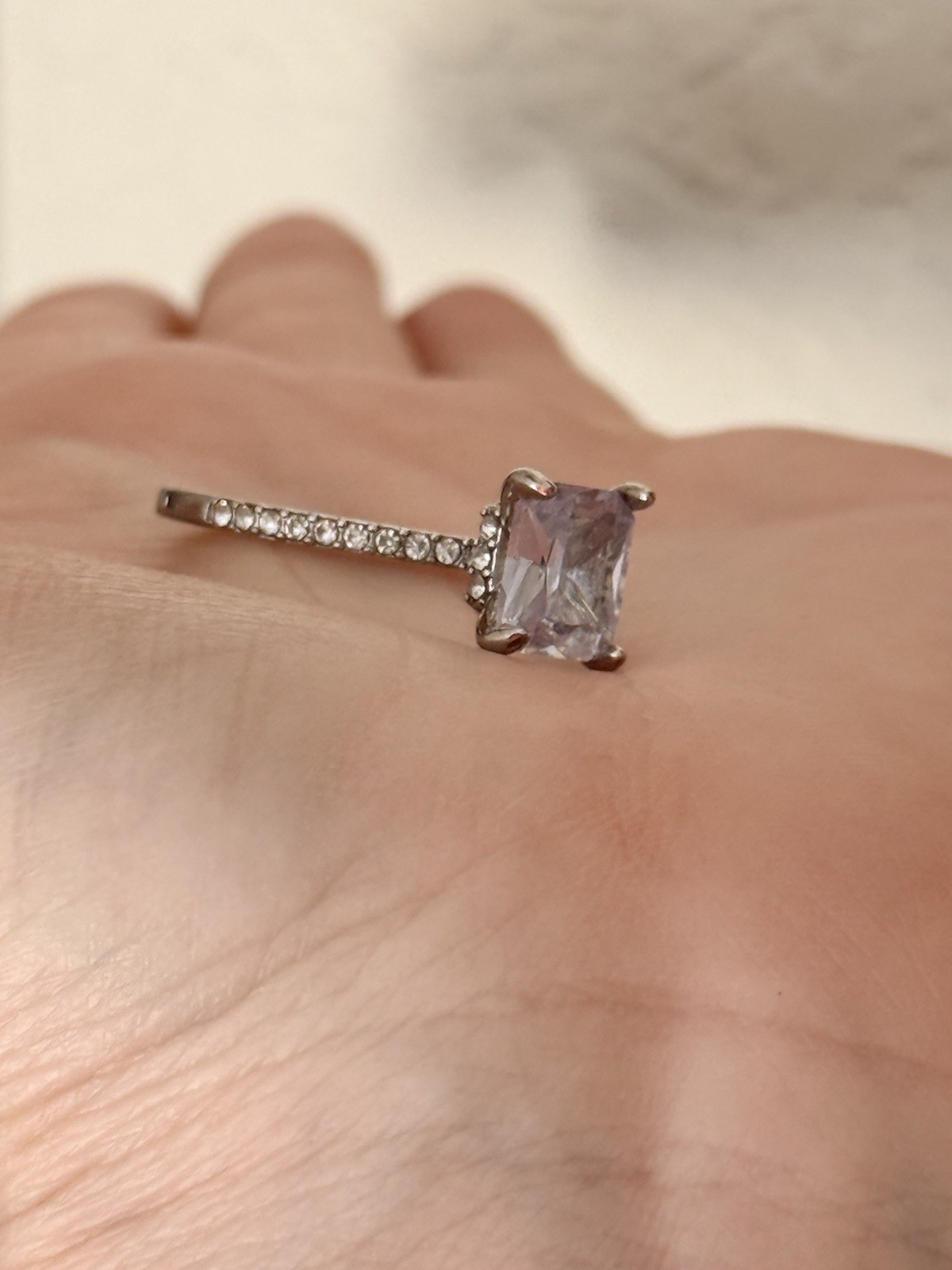 Silver Tone Light Purple Rectangular Radiant Cut … - image 6