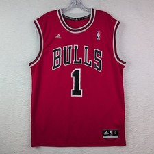 VTG Adidas Derrick Rose Red Chicago Bulls NBA Basketball Jersey Mens Medium 2011