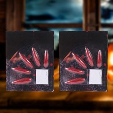 10Pcs Women Halloween Theme Party Vampire Red Fake Nail Manicure Nail Kit