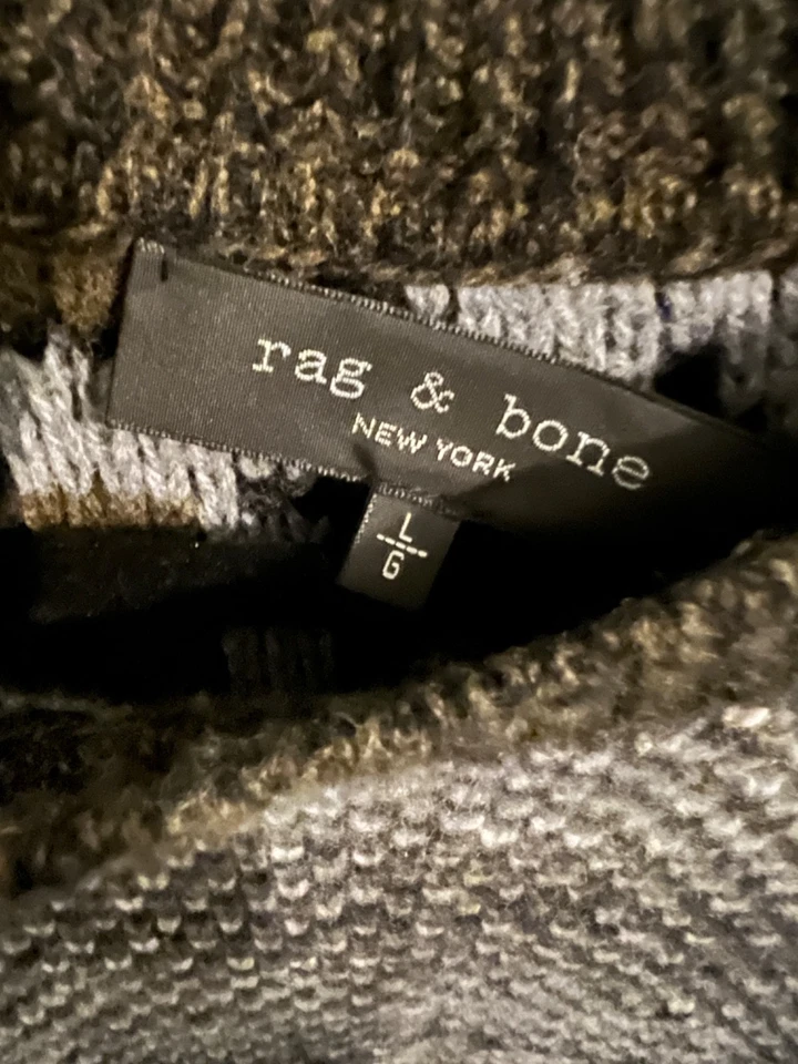 RAG & BONE Men's Wool Reversible Birdseye Wool Sweater Black Size Large - Image 3 of 3