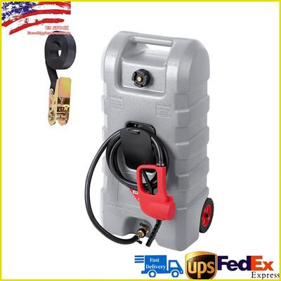 15 Gallon Fuel Caddy Portable Gas Storage Tank Container with Hand Pump & Wheel