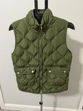 Woolrich Green Vest Womens Size L 70 Duck Down Quilted Puffer Full Zip Pockets
