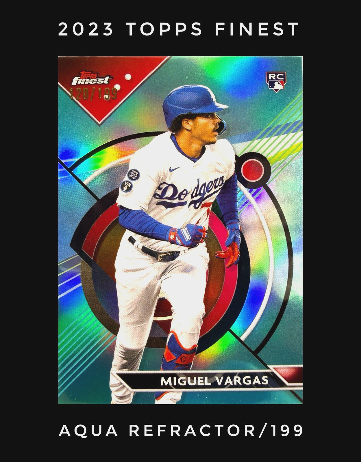 2023 Topps Finest Miguel Vargas Aqua Refractor /199 #33 Rookie RC