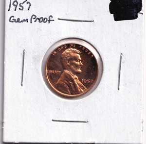 1957 Proof Wheat Lincoln Penny 1c Coin Beautiful Condition #1998