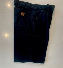 One Pair of Black Carhartt B151 BLK Carpenter Pants Men 38x32 Dungaree Fit Nice