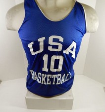 1990s Team USA Basketball #10 Game Issued Blue White Practice Jersey S DP66432