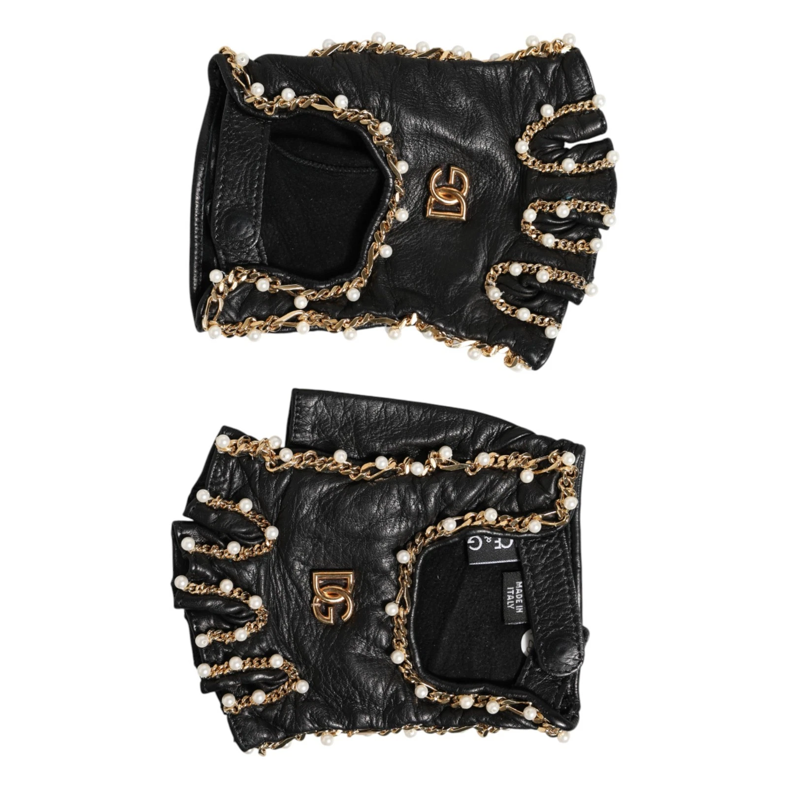 DOLCE & GABBANA Gloves Black Pearl Embellished Wrist Length Mitten s. 7.5 / M
Opens in a new window 