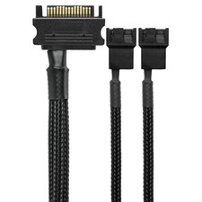 CRJ 15-Pin SATA to Dual 4-Pin Fan 12V Power Adapter Cable - 12"