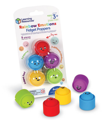 Learning Resources Rainbow Emotion Fidget Poppers, 5 Piece, Ages 3+, Sensory Toy
