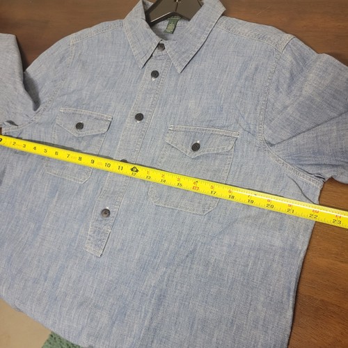Camisa de Colección Lauren Jeans Ralph Lauren Para Hombres L Azul Pullover 5 Botones Denim Bolsillo - Imagen 8 de 15