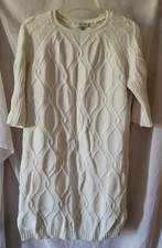 Women's Merona Sweater Dress Size Medium 3/4 Sleeve White Hand Wash Warm Cozy