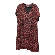 City Chic Black And Red Floral Love Vine Plus Size Dress Size 16