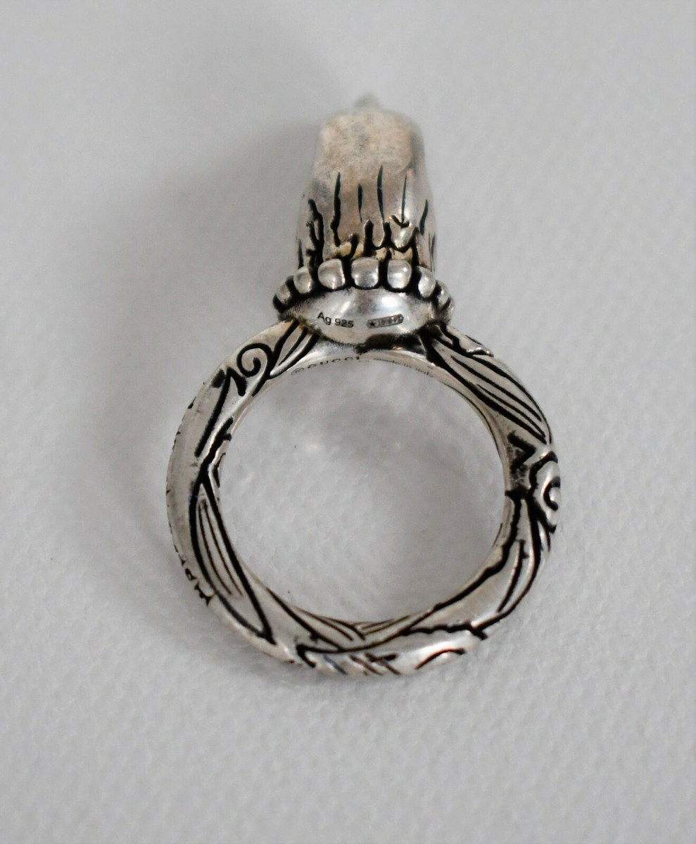【ミケーレ期】ANGER FOREST EAGLE HEAD RING 13号 NEW GUCCI ANGRY FOREST EAGLE HEAD .925 STERLING SILVER Ring IT9 11