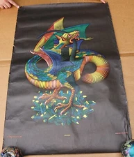 VINTAGE 1970's DRAGON Ouroboros BLACKLIGHT HEADSHOP POSTER BY PLATT M.C. ESCHER