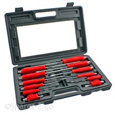 12 Piece Mechanics Heavy Duty Screwdriver Box Set Engineers Hex Bolsters + Case