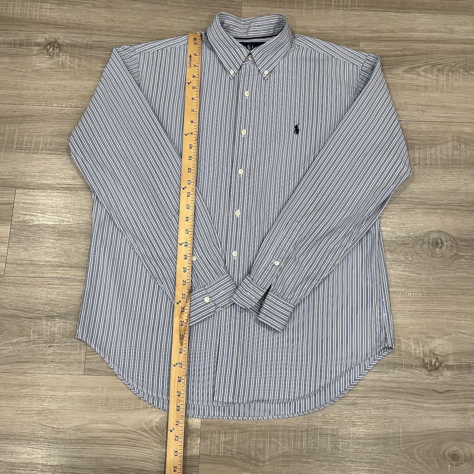 Camicia uomo Ralph Lauren vestibilità classica GRANDE con bottoni bianca blu a righe pony