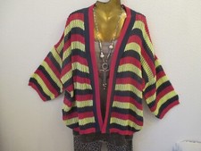 Sara Lindholm Strick Jacke* bunt 48-50-52 blau*beere gestreift Lagenl.*Poncho