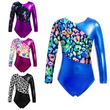 Women Jumpsuit Ballet Dancewear Unitards Leotard Mesh Bodysuit Long Sleeves