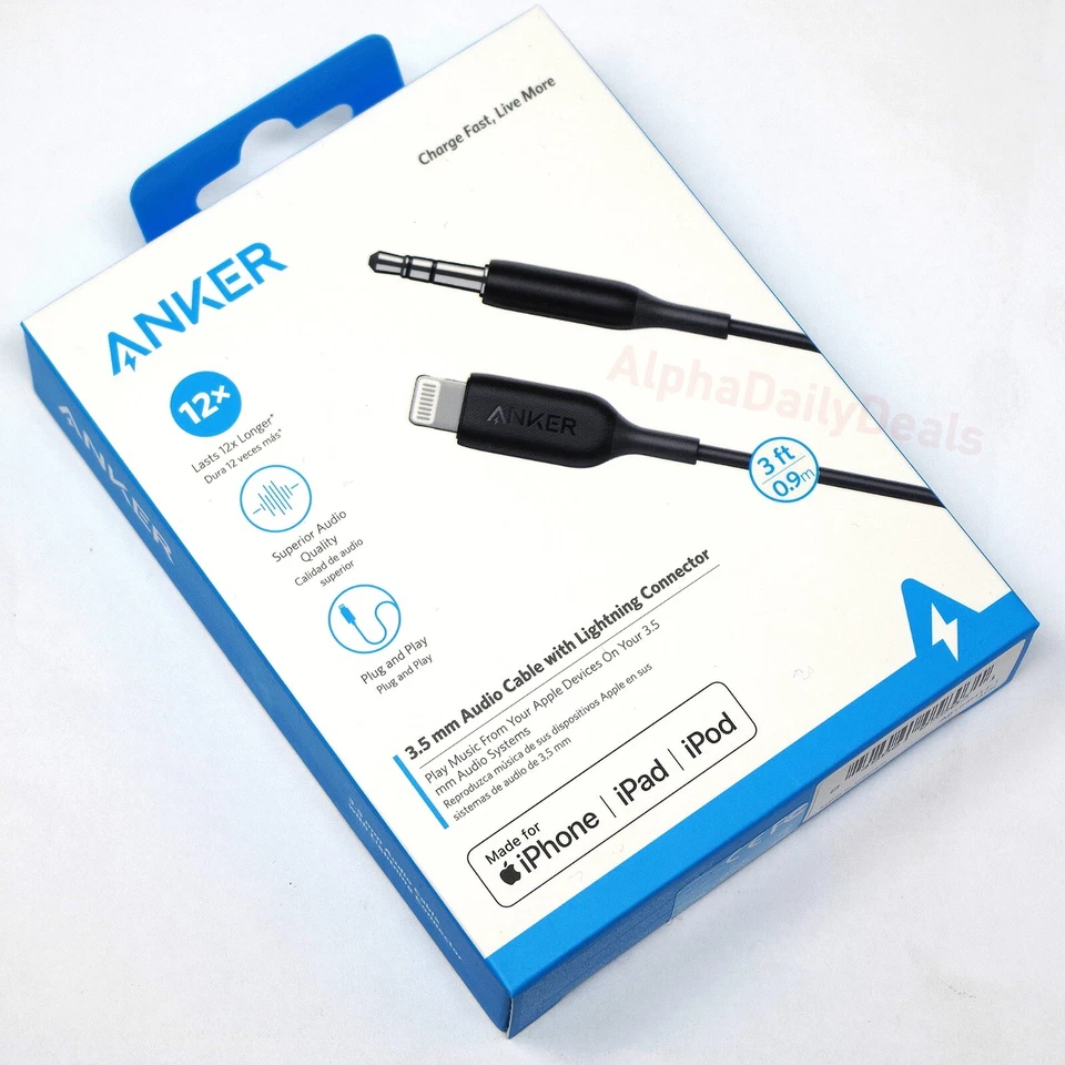 Anker 3.5mm Audio Cable with Lightning Connector Apple Adapter MFi Certified - Image 2 of 3