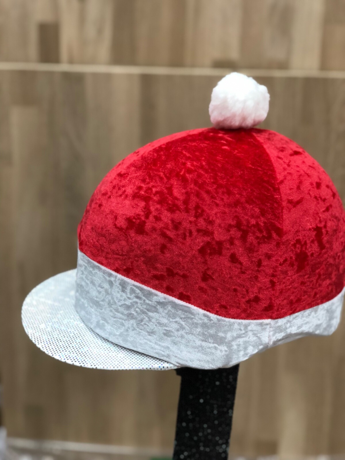 Christmas Horse Riding hat silk fur Pom, Wool Or Button Top one Size eBay